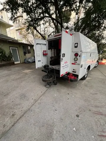 Magnet Plumbing service vehicle on-site for Slab Leak Repair in Venice Center